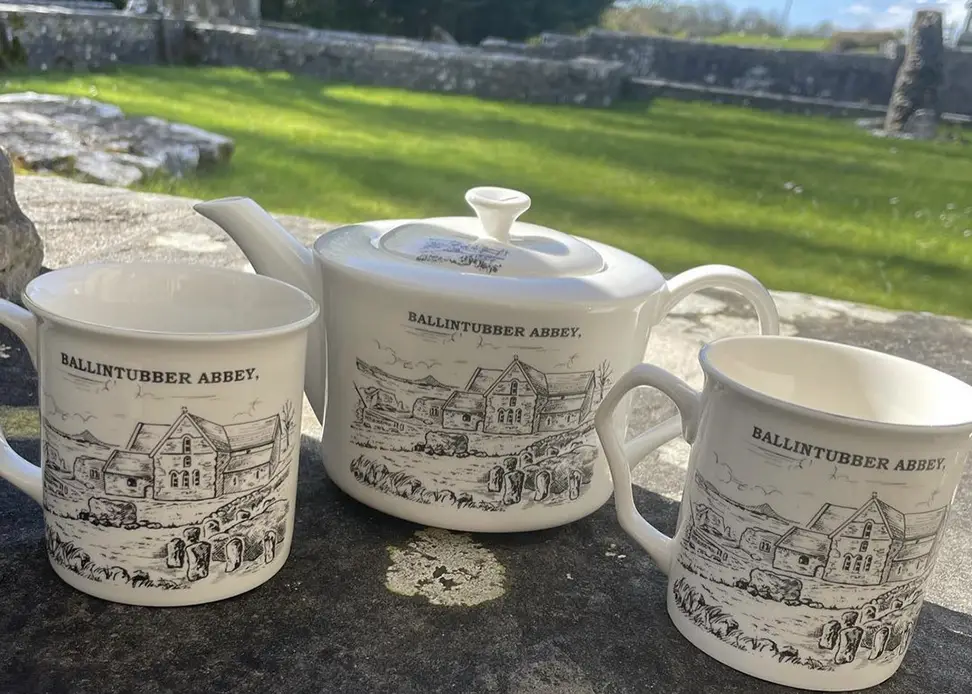 Tea set withBallintubber Abbey Illustration