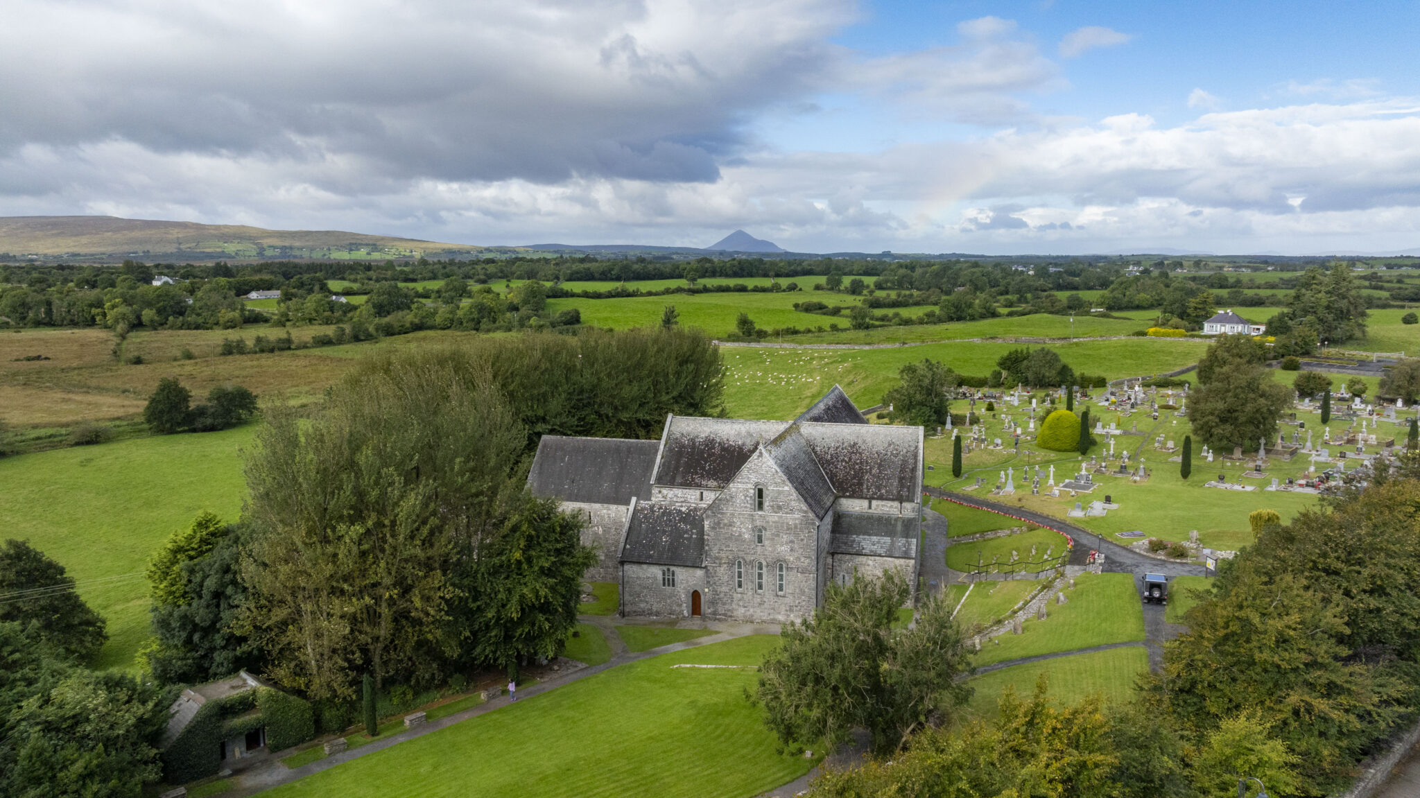 Ballintubber Abbey with Croagh Patrick in the Backdrop